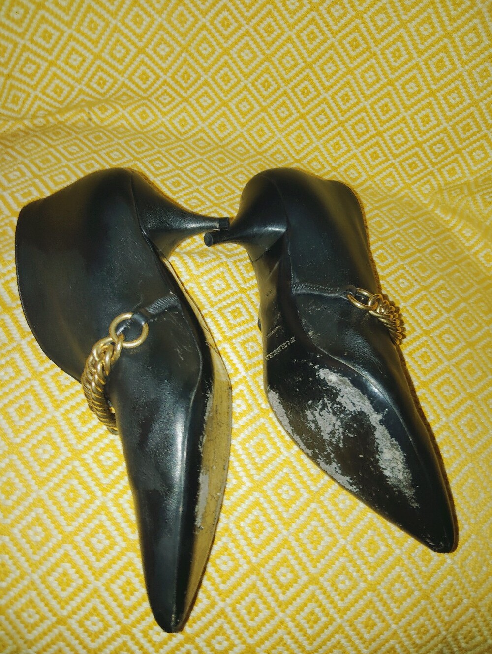 Burberry Bronwen Chain Trim Black Kitten Heel Ankle Booties Sz 37.5 - Picture 4 of 7